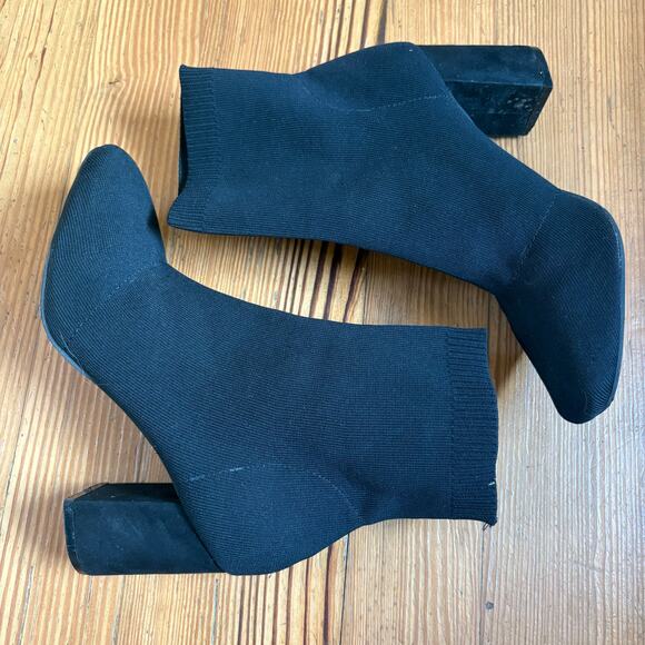 Mia Erika black textile fabric slip on ankle heeled bootie SIZE 10 - Picture 4 of 8